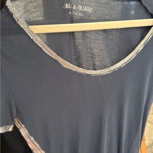 Zadig & Voltaire Blue Short-Sleeve Tee with Silver Trim